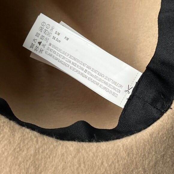 FOREVER 21 Size S/M 56.5cm 100% Wool Felted Floppy Hat Tan Darker Tan Bow - Picture 8 of 9